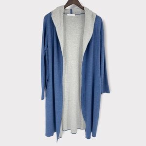 MOUSSY Blue Gray Contrast Midi Open Cardigan OS‎